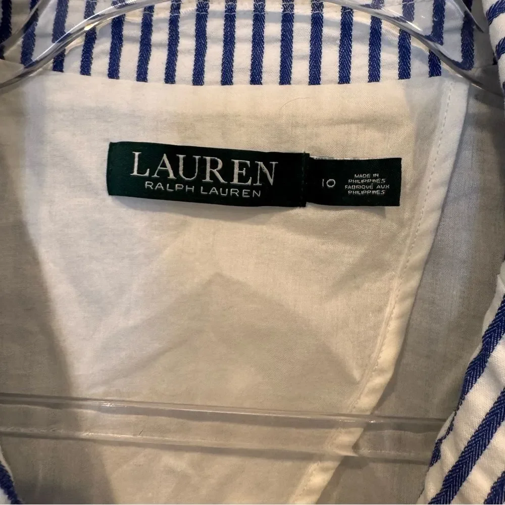 Lauren Ralph Lauren Seersucker Cotton Blazer Size 10 - Picture 7 of 8